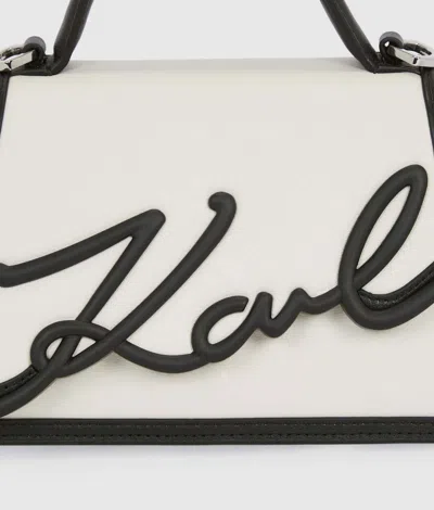 Karl Lagerfeld Signature Leather Top-handle Bag In White