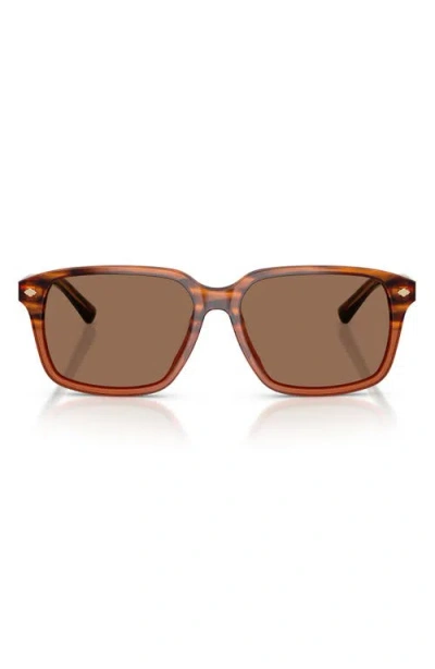 Brooks Brothers 57mm Rectangular Sunglasses In Brown
