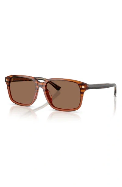 Brooks Brothers 57mm Rectangular Sunglasses In Brown