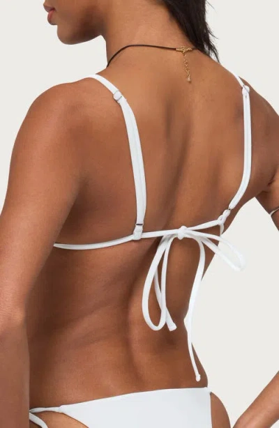 Edikted Luz Beaded Triangle Bikini Top In White