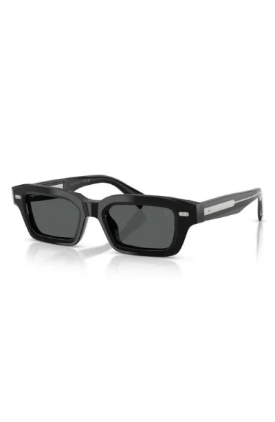 Brunello Cucinelli Marla 50mm Polarized Rectangular Sunglasses In Black