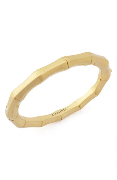 Allsaints Bamboo Texture Bangle In Gold