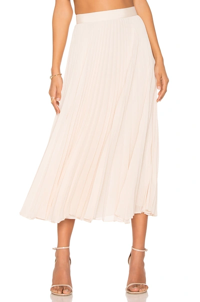 Alice And Olivia 'essie' Pleated Crépon Midi Skirt In Champagne