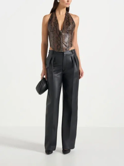 Manière De Voir Sloane Python-print Halterneck Corset Top In Brown