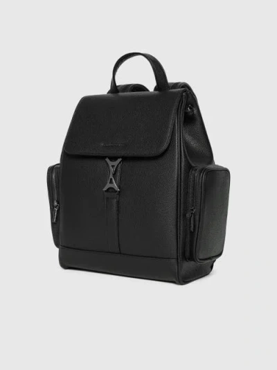 Manière De Voir Maloe Pebbled Leather Eiffel Clasp Backpack In Black
