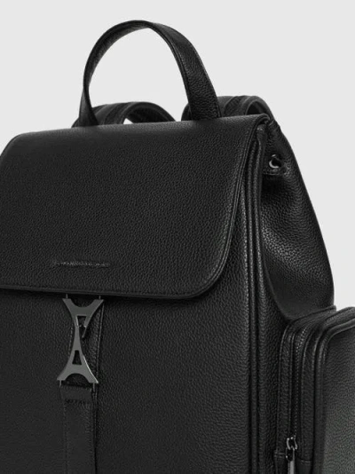 Manière De Voir Maloe Pebbled Leather Eiffel Clasp Backpack In Black