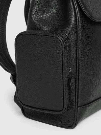Manière De Voir Maloe Pebbled Leather Eiffel Clasp Backpack In Black