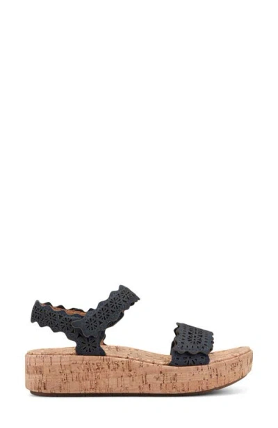 Earth ® Slata Ankle Strap Platform Sandal In Blue