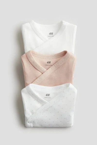 H&m 3-pack Wrapover Bodysuits In Multi