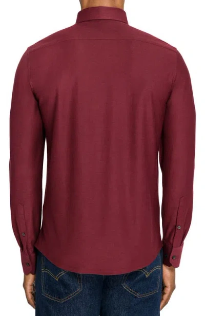 Brooklyn Brigade Solid Mapleton Luxe Cross Dyed Long Sleeve Shirt In Red