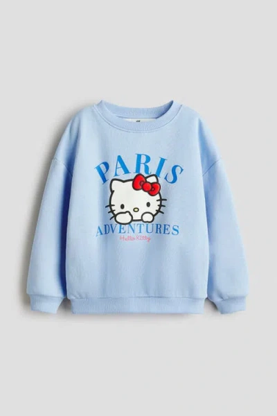 H&m Printed Sweatshirt In Blue