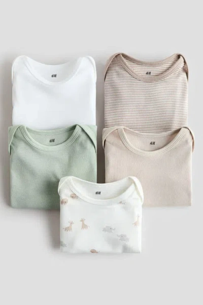 H&m 5-pack Cotton Bodysuits In Multi