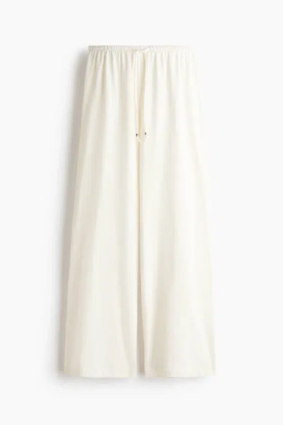 H&m Cotton Drawstring Pants In White
