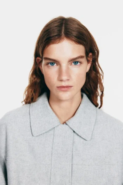 H&m Collared Bomber Jacket In Gray