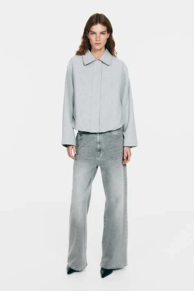 H&m Collared Bomber Jacket In Gray
