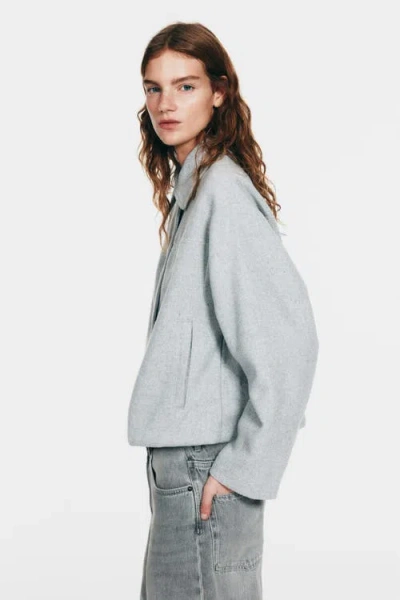 H&m Collared Bomber Jacket In Gray