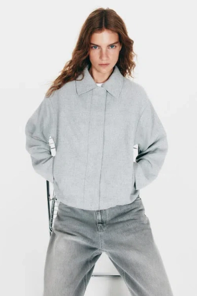 H&m Collared Bomber Jacket In Gray