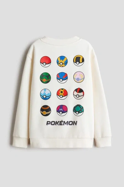 H&m Printed Sweatshirt In White
