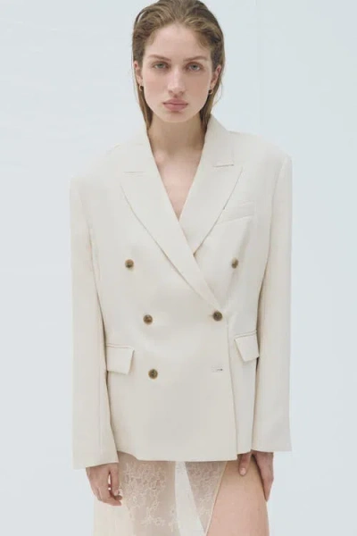 H&m Double-breasted Blazer In White