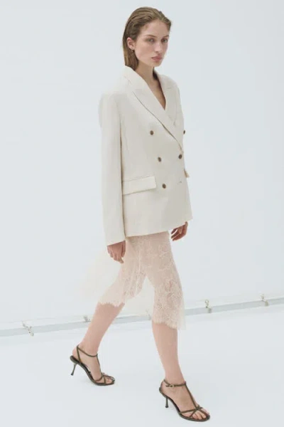 H&m Double-breasted Blazer In White