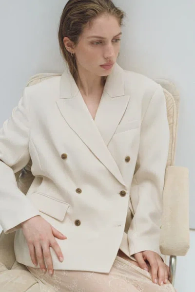 H&m Double-breasted Blazer In White