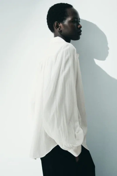 H&m Gathered Blouse In White
