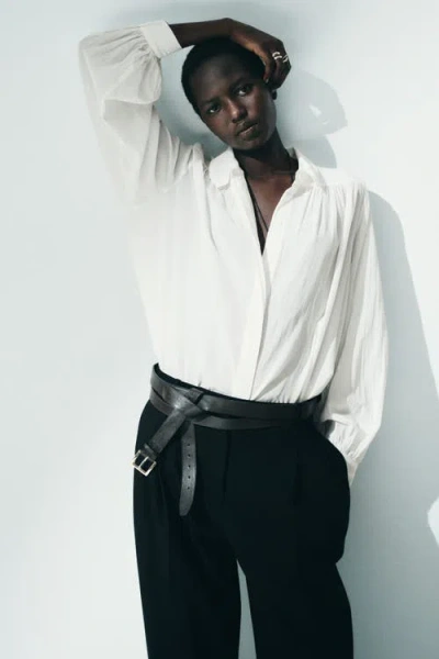 H&m Gathered Blouse In White