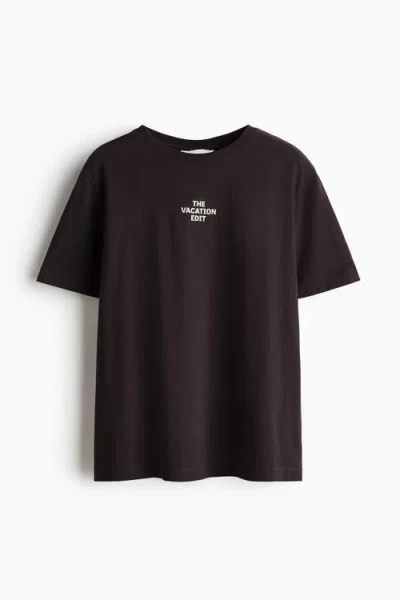 H&m Printed T-shirt In Black