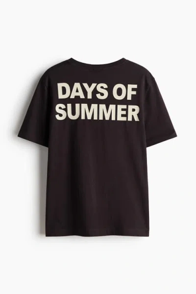 H&m Printed T-shirt In Black