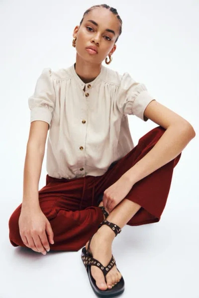H&m Linen-blend Drawstring Trousers In Multi