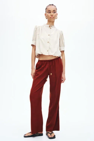 H&m Linen-blend Drawstring Trousers In Multi