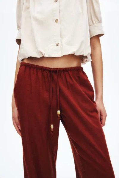 H&m Linen-blend Drawstring Trousers In Multi