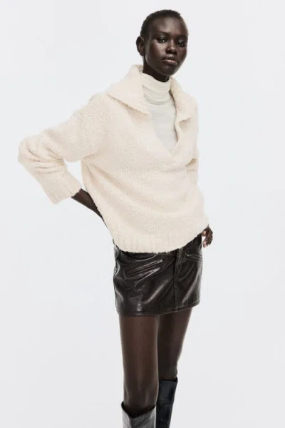 H&m Oversized Collared Jumper In Neutral