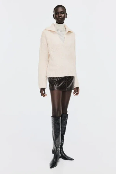 H&m Oversized Collared Jumper In Neutral