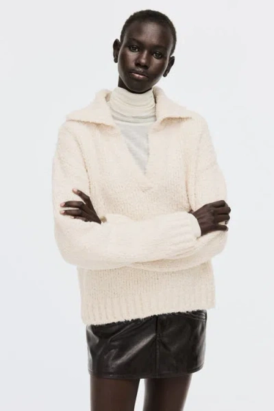 H&m Oversized Collared Jumper In Neutral