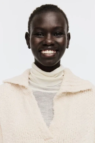 H&m Oversized Collared Jumper In Neutral