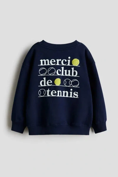 H&m Printed Sweatshirt In Blue