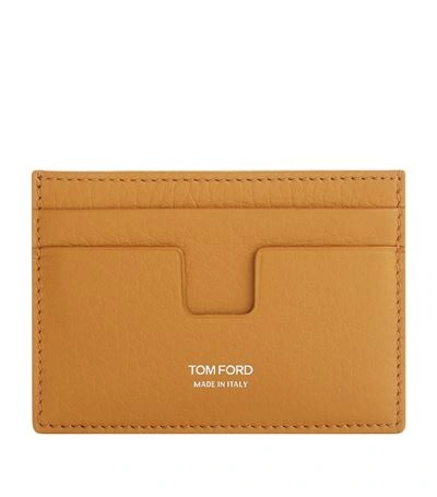 Tom Ford Grained Leather Classic Card Holder, Orange In Blue
