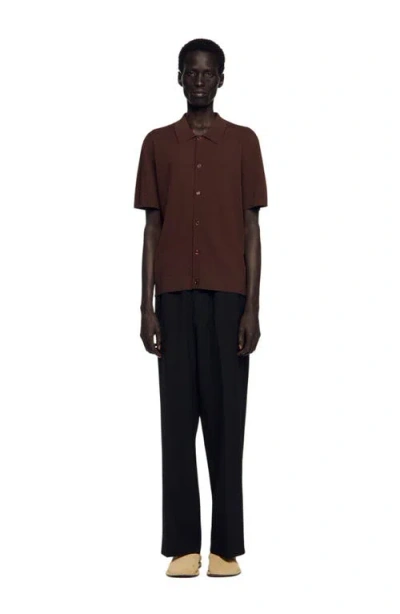 Sandro Openwork Shirt In Brown