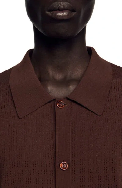 Sandro Openwork Shirt In Brown