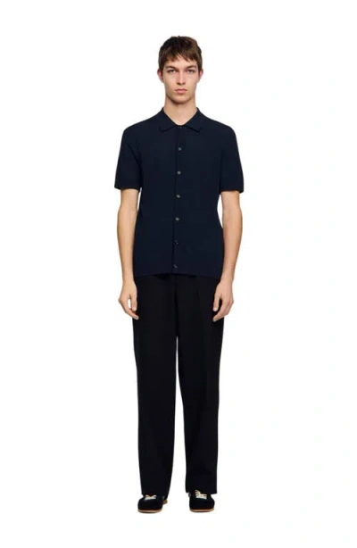 Sandro Openwork Shirt In Blue