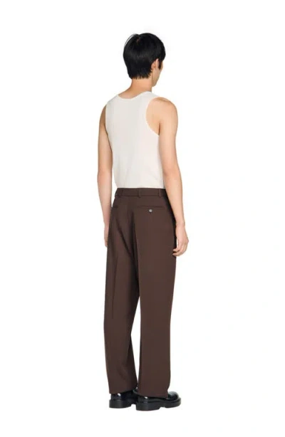 Sandro Oversized Fit Wool Suit Pants In Brown