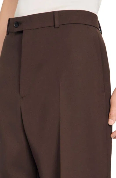 Sandro Oversized Fit Wool Suit Pants In Brown