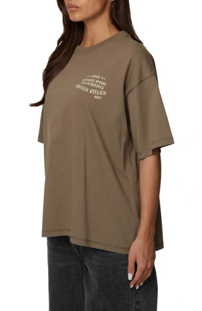 Good For Nothing Oversized Stamp T-shirt In Brown