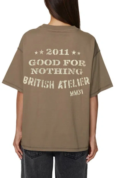 Good For Nothing Oversized Stamp T-shirt In Brown