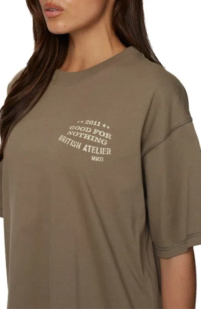Good For Nothing Oversized Stamp T-shirt In Brown