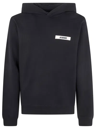 Jacquemus Cotton Fabric Hoodie With Long Sleeves In Black