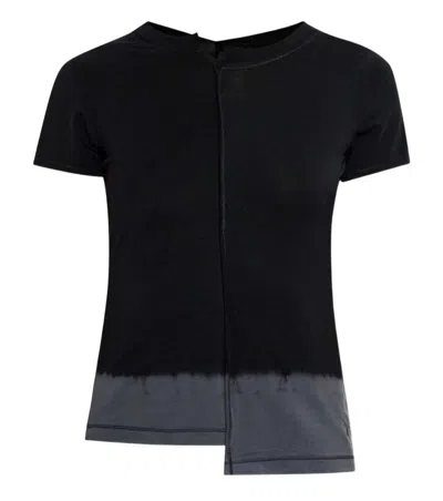 Y-3 Asymmetric Hem Short Sleeve Round Neck Top In Black