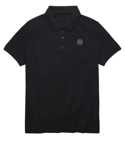 Canada Goose Classic Polo Collar Short Sleeve Top With Tonal Badge In Black