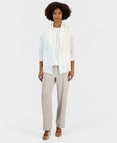 Kasper Women's Collared Open-front Jacket In White